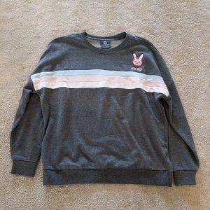 Our Universe Grey Pink White and Blue D.Va Striped Tee Size S